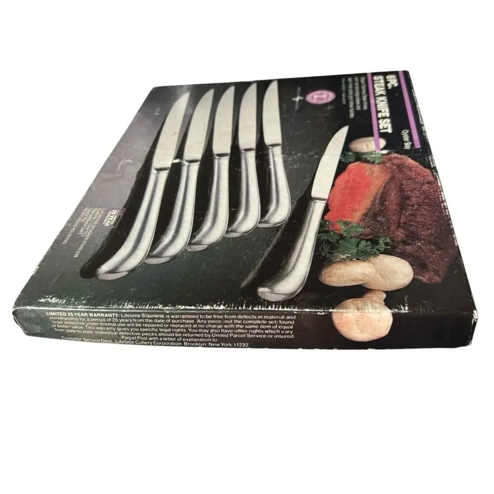 Vintage Barclay Geneve Oyster Bay 6 Pc Steak Knife Set Pistol Grip